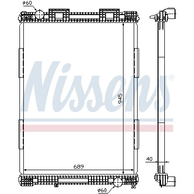 Слика на Воден радиатор (ладник) NISSENS 628700 за камион MAN F 2000 26.373 FNLS,26.373 FVLS - 116 коњи бензин