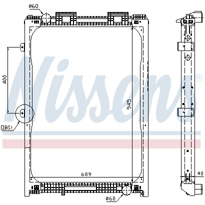 Слика на Воден радиатор (ладник) NISSENS 62870A за камион MAN E 2000 28.230 FNLC - 231 коњи Ото