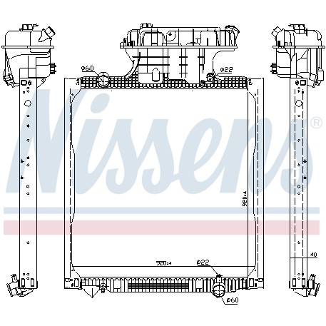 Слика на Воден радиатор (ладник) NISSENS 62873 за камион MAN TGA 18.410 FAS, FALS, FARS - 410 коњи дизел