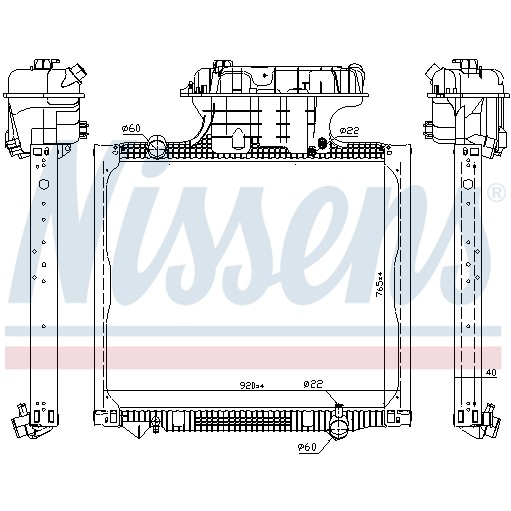 Слика на Воден радиатор (ладник) NISSENS 62875 за камион MAN TGA 18.380 FLRS - 385 коњи дизел