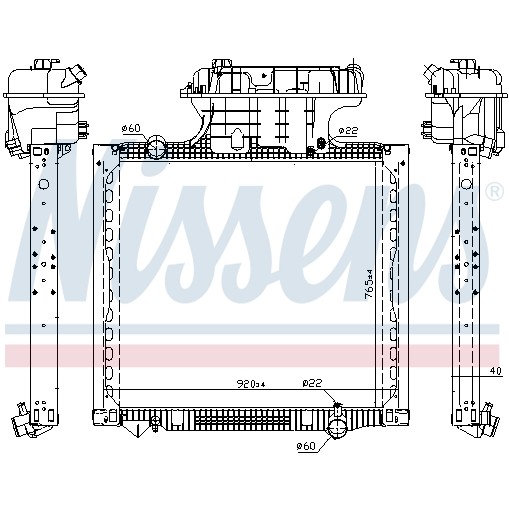 Слика на Воден радиатор (ладник) NISSENS 628756 за камион MAN TGS 18.400 FK, FK-L, FLK, FLK/M - 400 коњи дизел