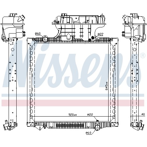 Слика на Воден радиатор (ладник) NISSENS 628757 за камион MAN TGS 26.360 FNLC, FNLRC, FNLLC, FNLLRC, FVLC, FVL-KO - 360 коњи дизел