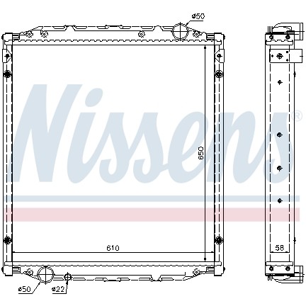 Слика на Воден радиатор (ладник) NISSENS 62876A за камион MAN L2000 10.225 LAE-GT, LAE-LF - 220 коњи дизел