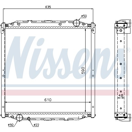 Слика на Воден радиатор (ладник) NISSENS 62880A за камион MAN L2000 10.225 LAE-GT, LAE-LF - 220 коњи дизел