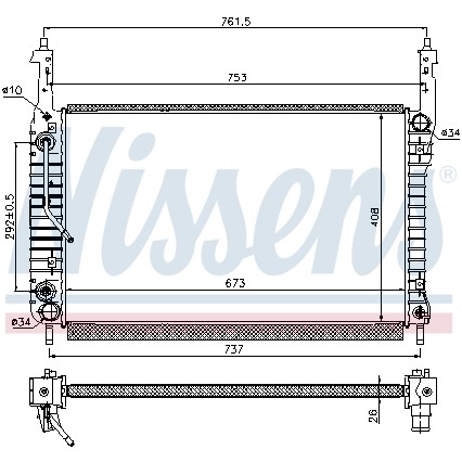 Слика на Воден радиатор (ладник) NISSENS 63119 за CHEVROLET CAPTIVA C100,C140 2.0 D - 150 коњи дизел