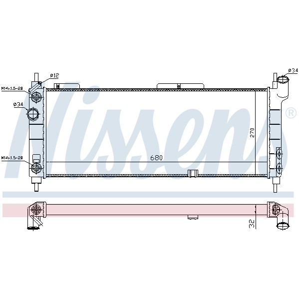 Слика на Воден радиатор (ладник) NISSENS 632921 за Opel Corsa B 1.6 GSI 16V - 109 коњи бензин