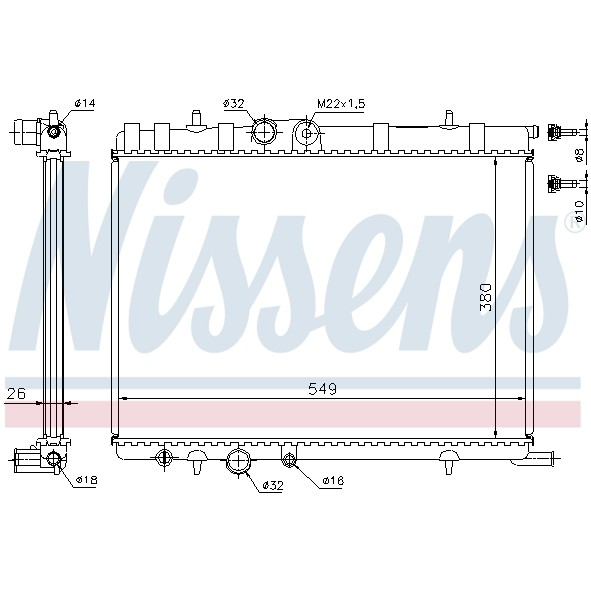 Слика на Воден радиатор (ладник) NISSENS 63502 за Citroen Xsara Picasso N68 1.6 Chrono - 101 коњи бензин