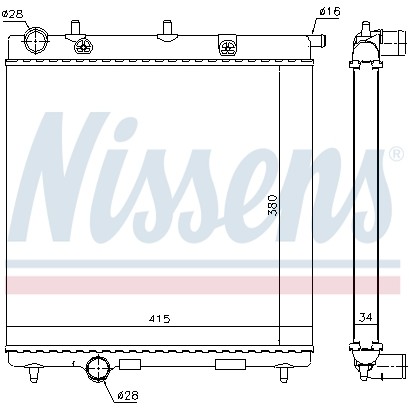 Слика на Воден радиатор (ладник) NISSENS 63505 за Peugeot 208 1.2 - 68 коњи бензин