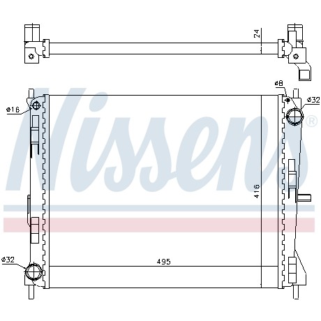 Слика на Воден радиатор (ладник) NISSENS 637605 за Renault Clio 3 1.5 dCi (BR17, CR17) - 86 коњи дизел