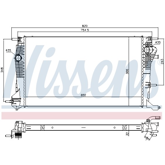 Слика на Воден радиатор (ладник) NISSENS 637617 за Renault Megane 3 Coupe 2.0 dCi (DZ0Y) - 150 коњи дизел
