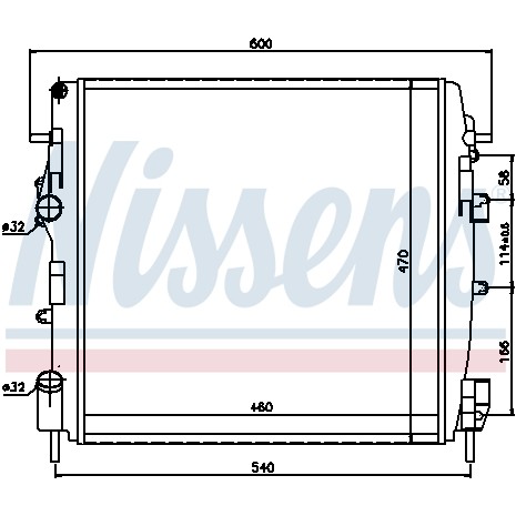 Слика на Воден радиатор (ладник) NISSENS 63762 за Nissan Kubistar Box 1.5 dCi 70 - 68 коњи дизел