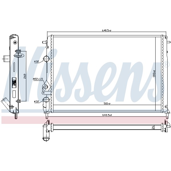 Слика на Воден радиатор (ладник) NISSENS 63877 за Renault Megane Scenic (JA01) 1.9 dT (JA0K, JA0Y) - 90 коњи дизел