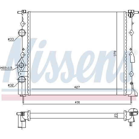 Слика на Воден радиатор (ладник) NISSENS 639371 за Renault Megane 1 (BA0-1) 1.4 16V (BA0D, BA1H, BA0W, BA10) - 95 коњи бензин
