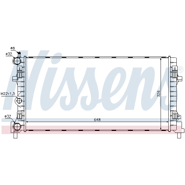 Слика на Воден радиатор (ладник) NISSENS 640012 за Seat Ibiza 5 ST (6J8) 1.2 TSI - 110 коњи бензин