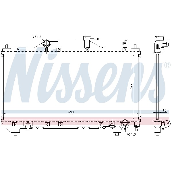 Слика на Воден радиатор (ладник) NISSENS 64640A за Toyota Avensis Liftback (T22) 1.6 VVT-i - 110 коњи бензин