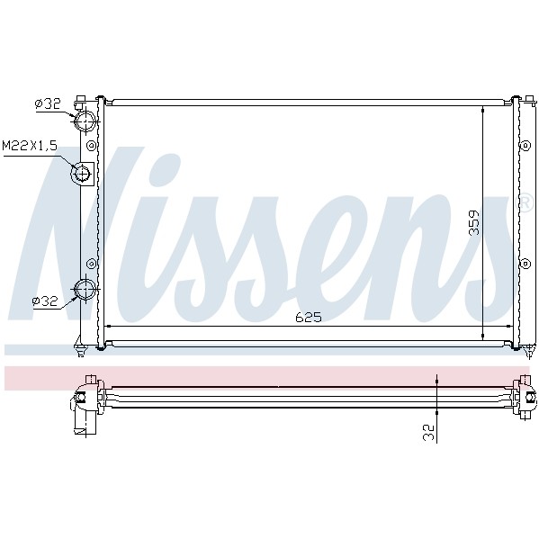 Слика на Воден радиатор (ладник) NISSENS 652551 за VW Caddy 2 Box (9K9A) 1.9 SDI - 64 коњи дизел