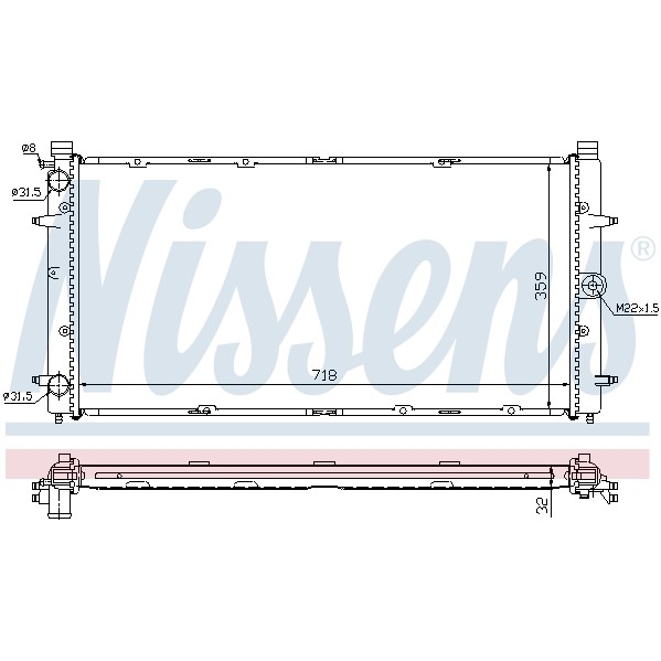 Слика на Воден радиатор (ладник) NISSENS 65273A за VW Transporter T4 Box 1.9 D - 60 коњи дизел