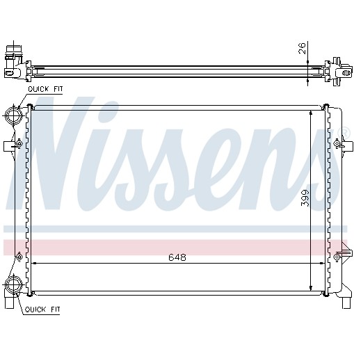 Слика на Воден радиатор (ладник) NISSENS 65277A за VW Vento 3 Sedan (1K2) 2.0 FSI - 150 коњи бензин