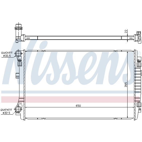 Слика на Воден радиатор (ладник) NISSENS 65303 за VW Passat 8 (3G2) 1.4 TSI 4motion - 150 коњи бензин