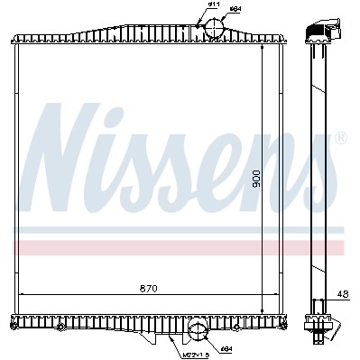 Слика на Воден радиатор (ладник) NISSENS 654620 за камион Volvo FH 16/600 - 600 коњи дизел