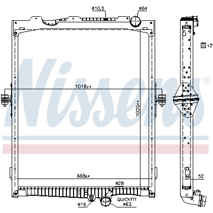 Слика на Воден радиатор (ладник) NISSENS 65479 за камион Volvo FH 2 500 - 500 коњи дизел