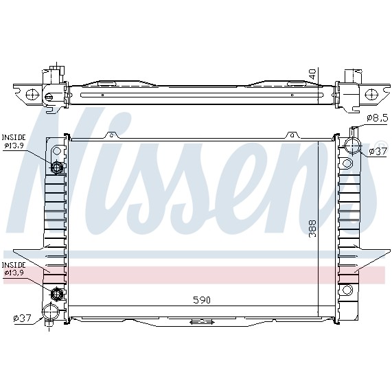 Слика на Воден радиатор (ладник) NISSENS 65548A за Volvo S70 Saloon (P80) 2.0 Turbo - 210 коњи бензин