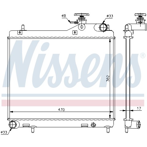 Слика на Воден радиатор (ладник) NISSENS 67049 за Hyundai Excel 2 (LC) 1.5 CRDi - 82 коњи дизел