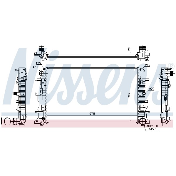 Слика на Воден радиатор (ладник) NISSENS 67156A за VW Crafter 30-35 bus (2E) 2.0 TDI - 142 коњи дизел