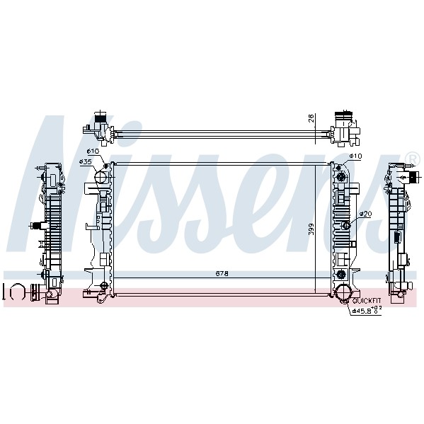 Слика на Воден радиатор (ладник) NISSENS 67157A за Mercedes Sprinter 3-t Platform (906) 218 CDI (906.111, 906.113, 906.211, 906.213) - 184 коњи дизел