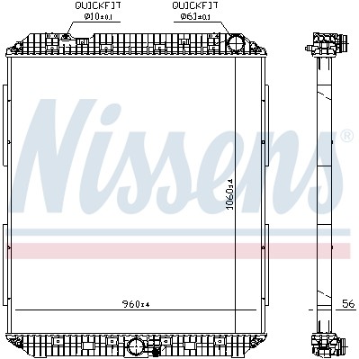 Слика на Воден радиатор (ладник) NISSENS 671760 за камион Mercedes Actros MP4 1832 LS - 320 коњи дизел