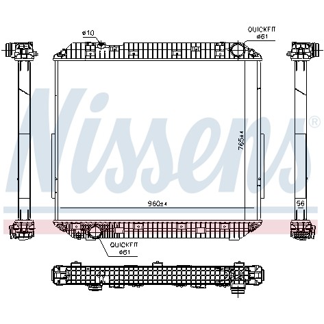 Слика на Воден радиатор (ладник) NISSENS 671780 за камион Mercedes Actros MP4 2530 LS - 299 коњи дизел