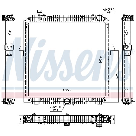 Слика на Воден радиатор (ладник) NISSENS 67191 за камион Mercedes Actros MP4 2035 LS - 354 коњи дизел