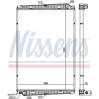 Слика на Воден радиатор (ладник) NISSENS 67193 за камион MAN TGM 13.240 FAL, FALC, FALRC, FAEC, FAERC, FALR - 240 коњи дизел