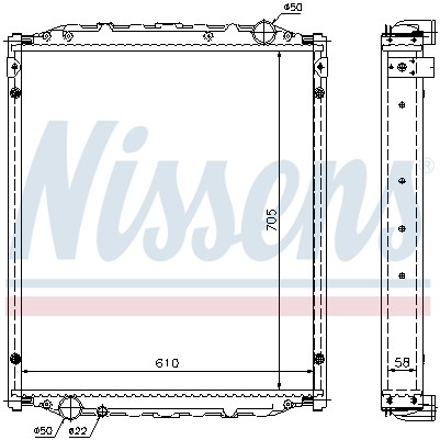 Слика на Воден радиатор (ладник) NISSENS 67220A за камион MAN L2000 10.225 LAE-GT, LAE-LF - 220 коњи дизел