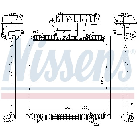 Слика на Воден радиатор (ладник) NISSENS 67225 за камион MAN TGA 18.380 FLRS - 385 коњи дизел