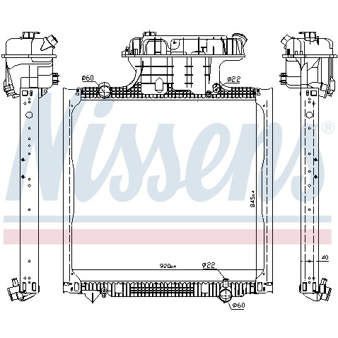 Слика на Воден радиатор (ладник) NISSENS 67225 за камион MAN TGA 40.390, 40.400 FDRS, FDS - 390 коњи дизел