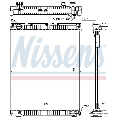 Слика на Воден радиатор (ладник) NISSENS 67227 за камион MAN TGM 12.280 FC, FLC, FLLC - 280 коњи дизел