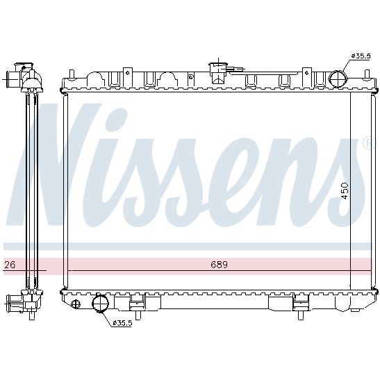 Слика на Воден радиатор (ладник) NISSENS 68703A за Nissan X-Trail (T30) 2.2 DCi FWD - 114 коњи дизел