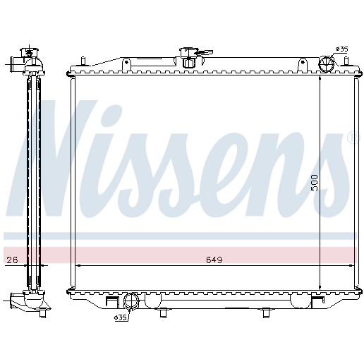 Слика на Воден радиатор (ладник) NISSENS 68708A за Nissan Terrano Van (R20) 2.7 TDi 4WD - 125 коњи дизел