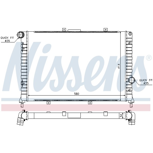 Слика на Воден радиатор (ладник) NISSENS 68804 за Lancia Lybra SW (839bx) 1.9 JTD (839BXI1A) - 110 коњи дизел