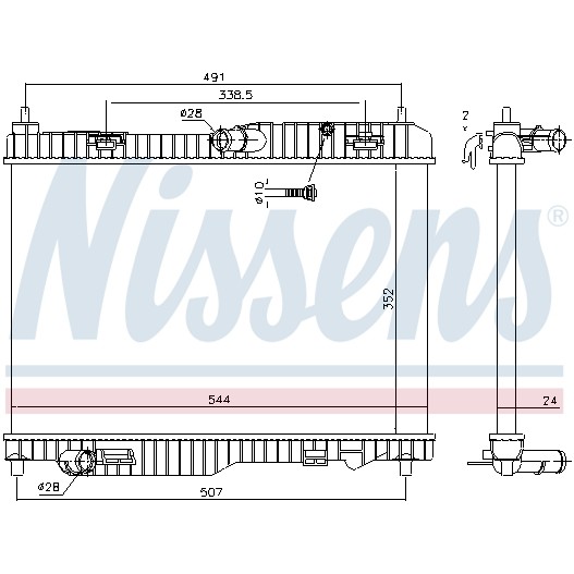 Слика на Воден радиатор (ладник) NISSENS 69233 за Ford Tourneo Courier Kombi 1.6 TDCi - 95 коњи дизел