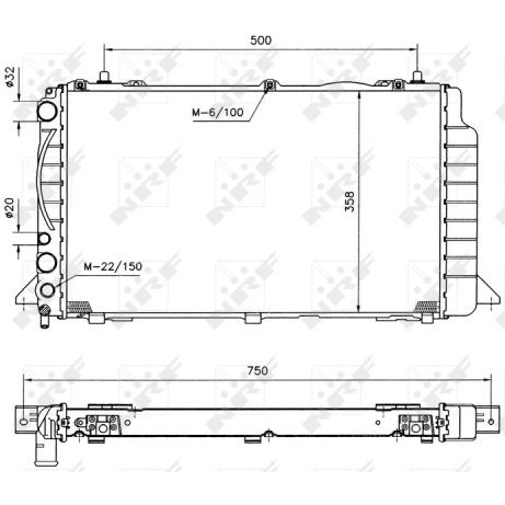 Слика на Воден радиатор (ладник) NRF 50527 за Audi 80 Sedan (8C, B4) 2.0 E 16V - 137 коњи бензин