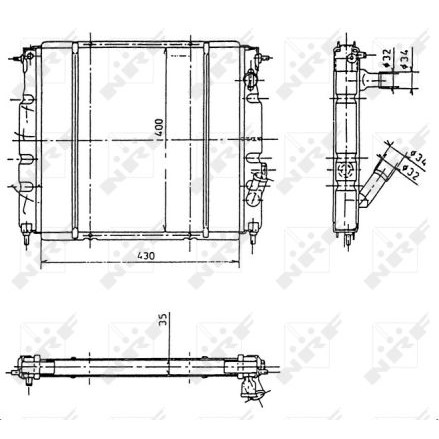 Слика на Воден радиатор (ладник) NRF 507344 за Renault Express Box 1.6 D (F404) - 55 коњи дизел