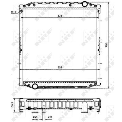 Слика на Воден радиатор (ладник) NRF 51569A за камион MAN L2000 8.155 LK, L-KI, LR-KI, LRK-L, LK-L - 155 коњи дизел