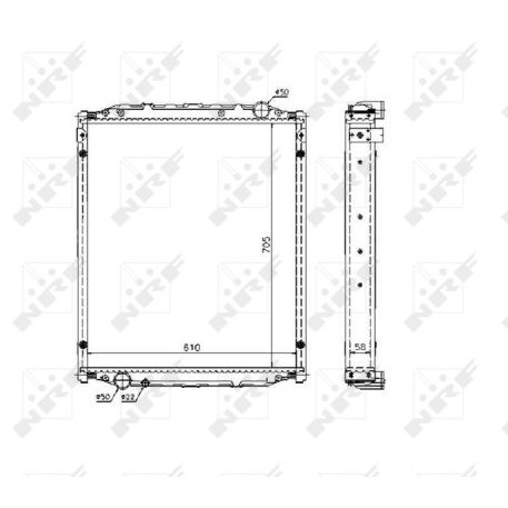 Слика на Воден радиатор (ладник) NRF 51604 за камион MAN L2000 8.155 LK, L-KI, LR-KI, LRK-L, LK-L - 155 коњи дизел