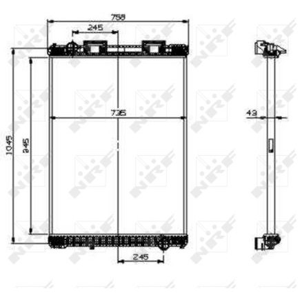 Слика на Воден радиатор (ладник) NRF 519537 за камион MAN E 2000 28.230 FNLC - 231 коњи Ото