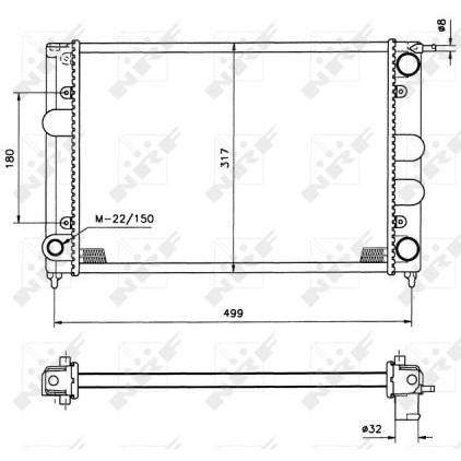 Слика на Воден радиатор (ладник) NRF 529505 за VW Scirocco (53B) 1.6 - 72 коњи бензин