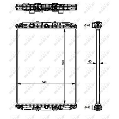 Слика на Воден радиатор (ладник) NRF 529551 за камион DAF 95 FAD 95.360 - 364 коњи дизел