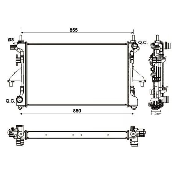 Слика на Воден радиатор (ладник) NRF 54204 за Citroen Jumper Platform 2.2 HDi 150 - 150 коњи дизел