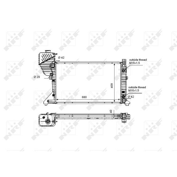 Слика на Воден радиатор (ладник) NRF 55349 за Mercedes Sprinter 3-t Platform (903) 311 CDI - 109 коњи дизел